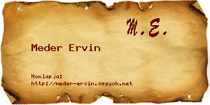 Meder Ervin névjegykártya